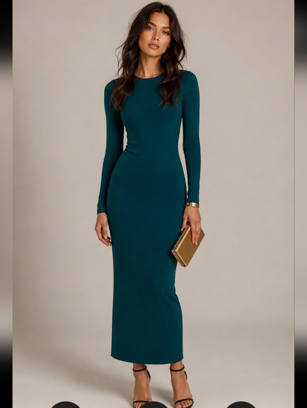 Young fabulous & broke long knit teal and black dress stunning
